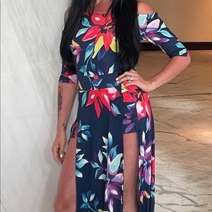 Size small dress with shorts attached blue and flowers